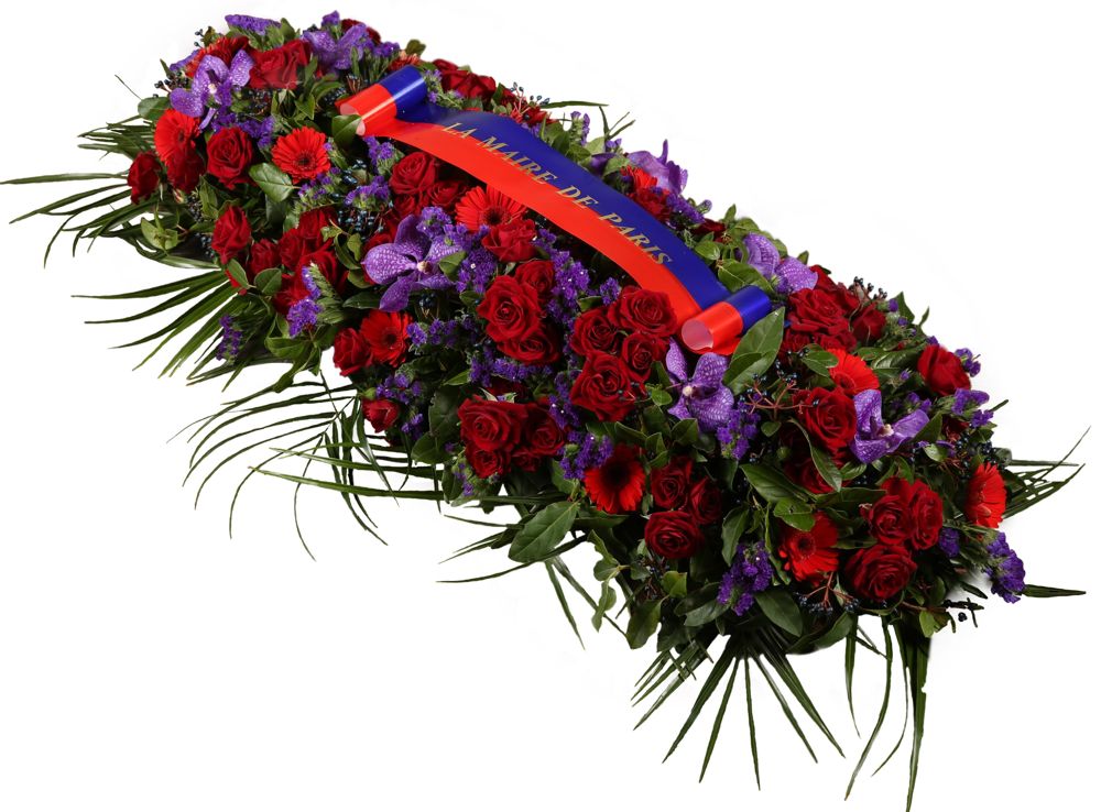 Dessus de cercueil avec ruban tricolore